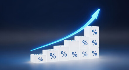 Percentage Increase Chart with Ascending Blocks A Visual Representation of Growth and Progress in Business Finance and Statistical Data Analysis for Positive Trends