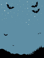 Bats Flying in Night Sky Background