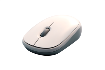 White computer mouse with gray scroll wheel isolated on a transparent background 2