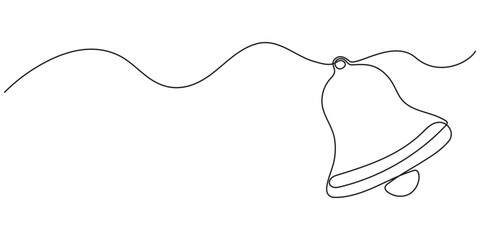 Fototapeta premium One Continuous Line Drawing of Bell Icon. Single Line Vector Illustration, 