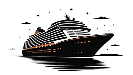 Ship Cruise Silhouette Vector — High-Quality Black Icon
