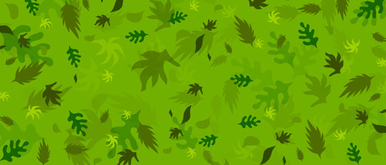 pattern with tropical leaves. Vector background for fabric, textile, wrapping paper and other surfaces.