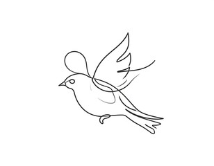 Obraz premium Simple line drawing of a bird in flight