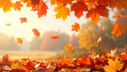 Autumn's Embrace A Stunning Display of Falling Maple Leaves