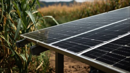 Fototapeta premium solar panel in cornfield nature