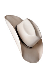 cowboy style hat straw hat with black ribbon isolated on white background, straw hat for women and men head protection