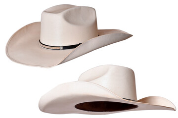cowboy style hat straw hat with black ribbon isolated on white background, straw hat for women and men head protection