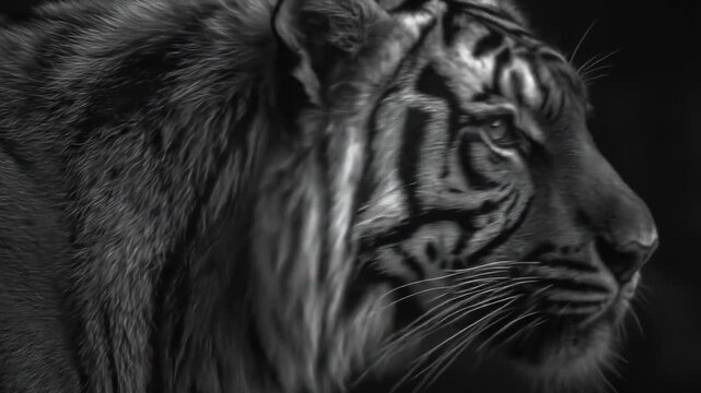 Tiger profile monochrome