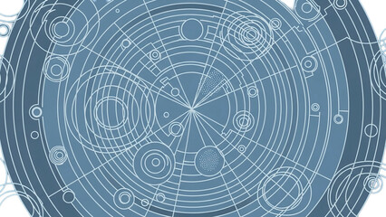 Fototapeta premium Abstract geometric blueprint with concentric circles and lines