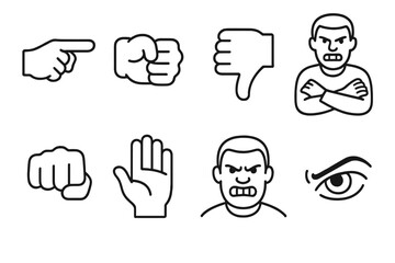 Dark outline of anger and gesture symbols on gradient background