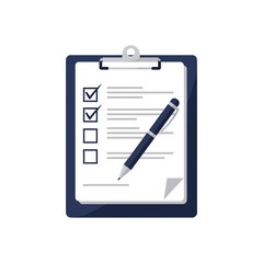 Checklist clipboard with pen, ready for tasks and notes.