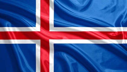 Fototapeta premium Waving Flag of Iceland with Texture