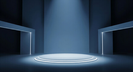 Illuminated Minimalist Stage Design Subtle Lighting Enhancing Architectural Features