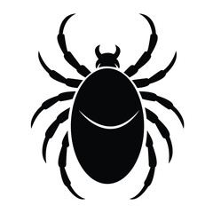  A black silhouette of a tick or bug with eight legs