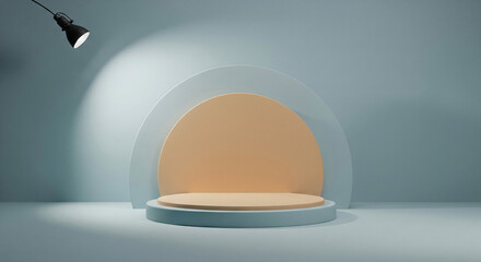 Elegant Product Showcase Podium in Pastel Hues A Minimalist Stage for Display and Presentation with Studio Lighting