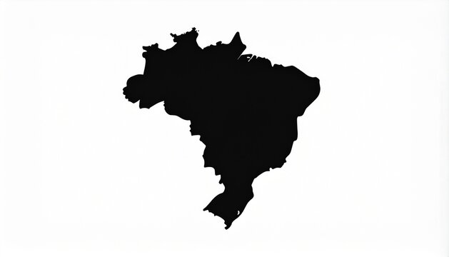 Brazil Map Silhouette on White Background