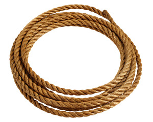 Thick coiled lasso rope on background isolated on a transparent background cowboy