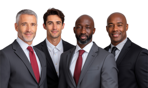 Confident, diverse business leader in suits, ready for success