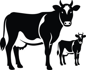 silhouette of a cow  on transparent background