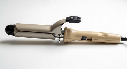 Vintage Beige Curling Iron with Black Handle and Temperature Control