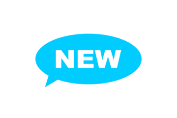 Blue speech bubble with NEW text for promotion, announcement, new arrival banner, marketing sticker and advertising label design
