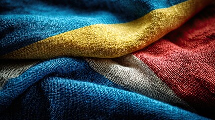 flag of ukraine and russia on the negotiating table