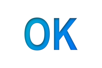 Blue gradient OK text design for icon, sticker, label, poster, social media graphic and digital template