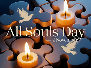 Minimalist All Souls Day Poster Design with Soft Candlelight Glow and Modern Typography