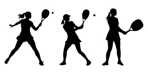 Woman tennis player in action silhouette vector illustration