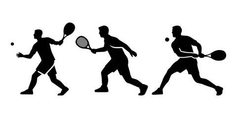  Pickleball player silhouette icon set
