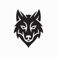 The wild wolf head vector illustration is a striking black silhouette perfect for a tattoo or tribal art