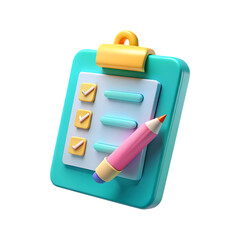 3d checklist clipboard with pencil engaging task management and organization transparent background