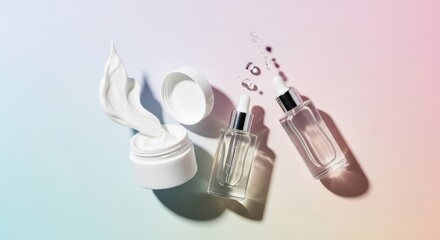 Skincare Cream Serum Products Minimalist Flatlay