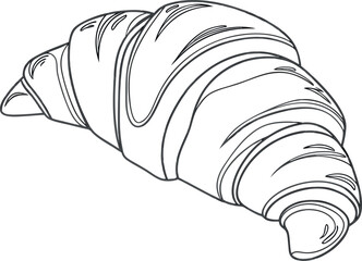 Vector art of line art drawing of a single croissant