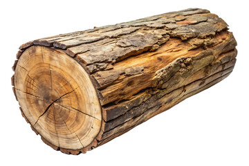 Natural Rough Wood Log Cut with Visible Rings and Bark Texture timber lumber isolated on a transparent background