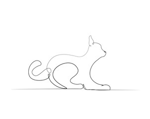Cute cat outline illustration. Continuous line drawing of cute kitty.