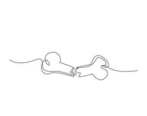 Fototapeta premium Broken bone outline illustration. Continuous line drawing of broken human bone.