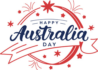 Vector art of happy australia day celebration with fireworks and stars
