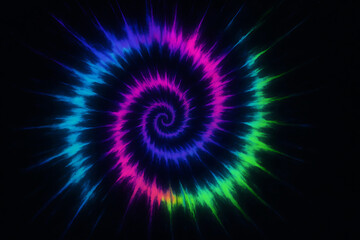 Vibrant watercolor tie dye spiral pattern with electric blue pink and green hues