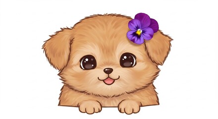Fototapeta premium 可愛い子犬 パステルカラー 優しい光 笑顔 幸せ This translates roughly to: 