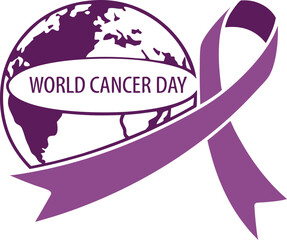 Vector art of world cancer day ribbon and globe illustration