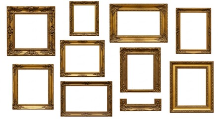 黄金色輝く豪華な額縁 様々なサイズ 上品な質感. AI Generated