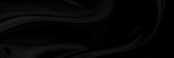 Black gray satin dark fabric texture luxurious shiny that is abstract silk cloth background with patterns soft waves blur beautiful.