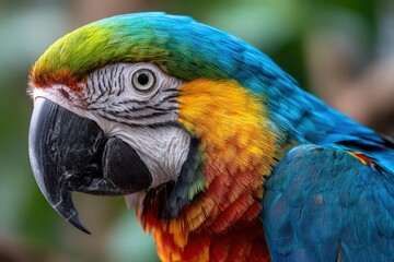Obraz premium Close up portrait of a colorful macaw parrot