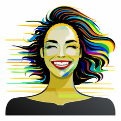 joyful laughter – charcoal & pastel portrait for vibrant greeting cards & gift wrap