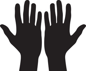 Black silhouette of two open hands facing forward palms gesture