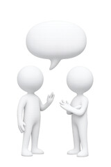 two 3d people with speech bubble. communication concept