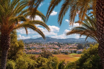 Vibrant Daytime Skyline of Laguna Niguel, California Framed by Lush Palms