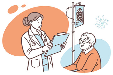 Elderly Patient Consultation Vector with Doctor