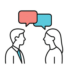 man and woman with speech bubbles